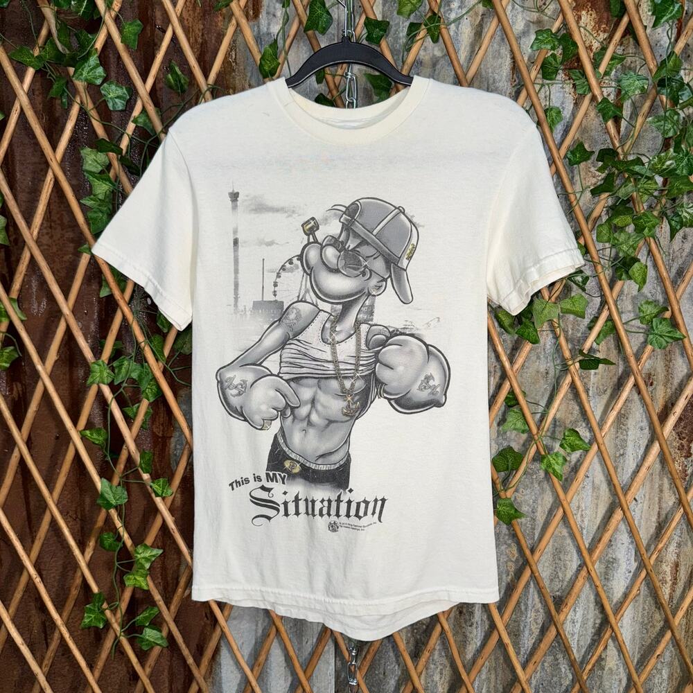 Vintage Y2K Popeye cartoon 2010s jersey shore parody t-shirt